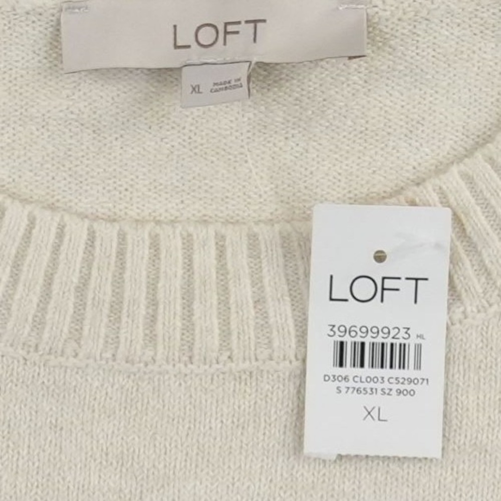 LOFT Dog Sweater Women's Size XL Cream Intarsia Cotton Blend Pullover Doodle - Picture 5 of 8